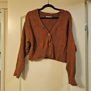 Dark Orange Cropped Cardigan